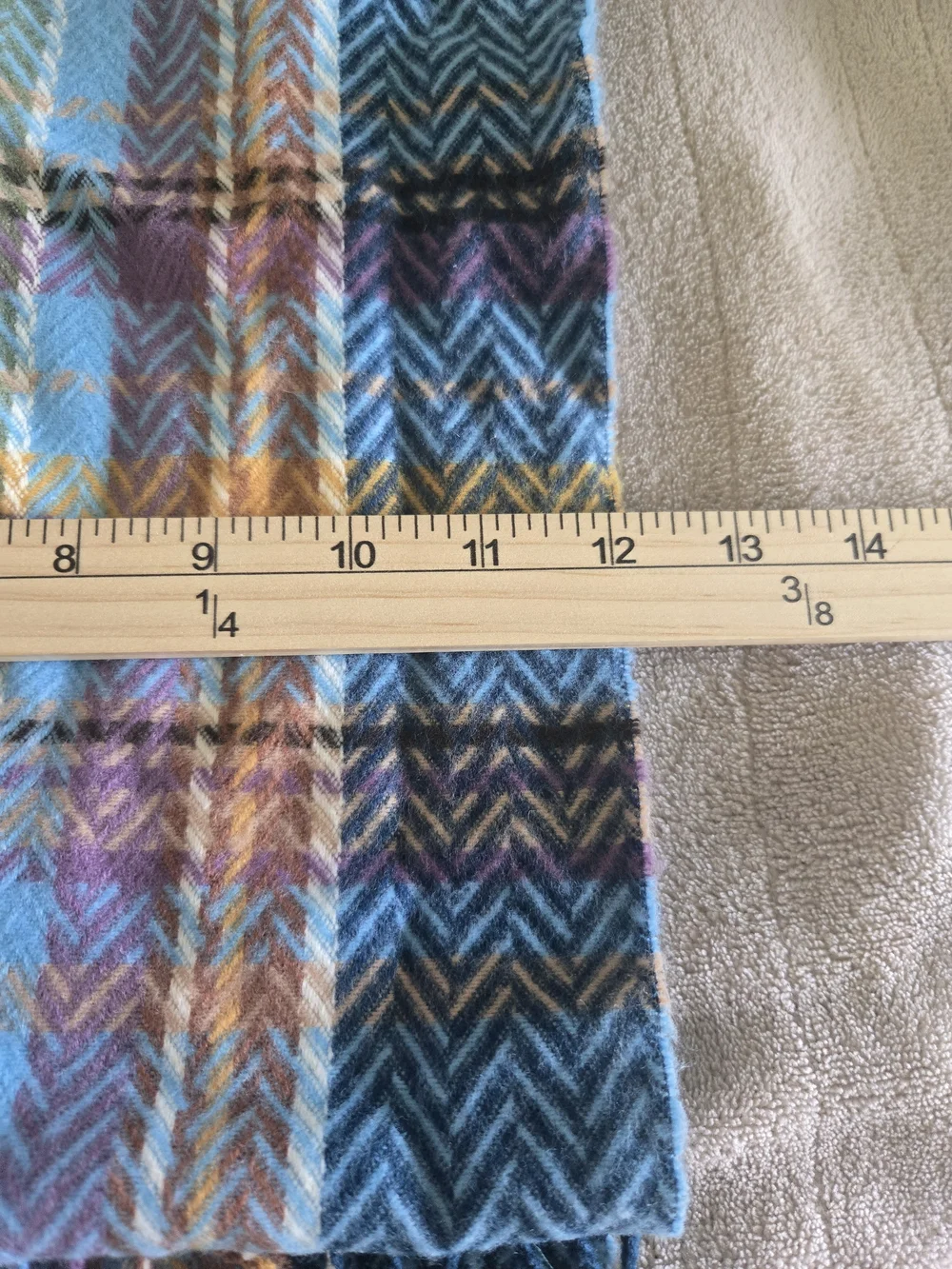 Blue & Mustard Plaid Fringe Scarf